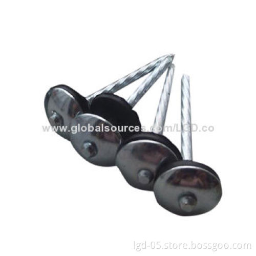 Durable, umbrella, galvanized, roofing nails with twisted shank